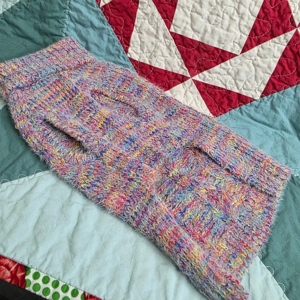 Beautyzoo Multi Color Knit Dog Sweater Small Rainbow Cable Knit Pet Apparel